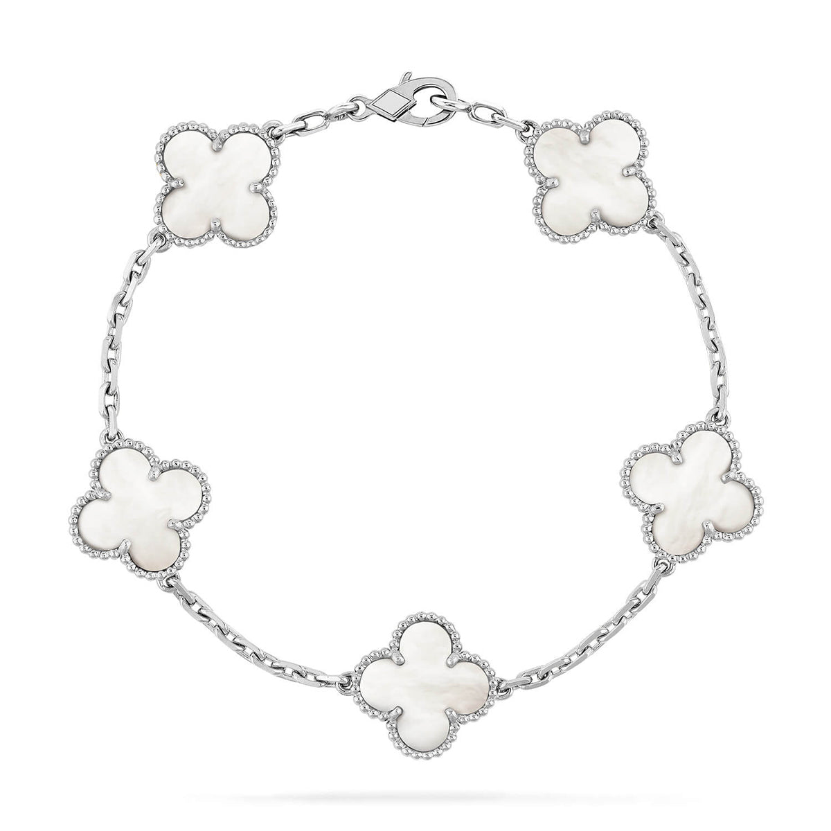 [Panda Jewelry]CLOVER WHITE PEARL MOP 5 MOTIF BRACELET COLLECTION