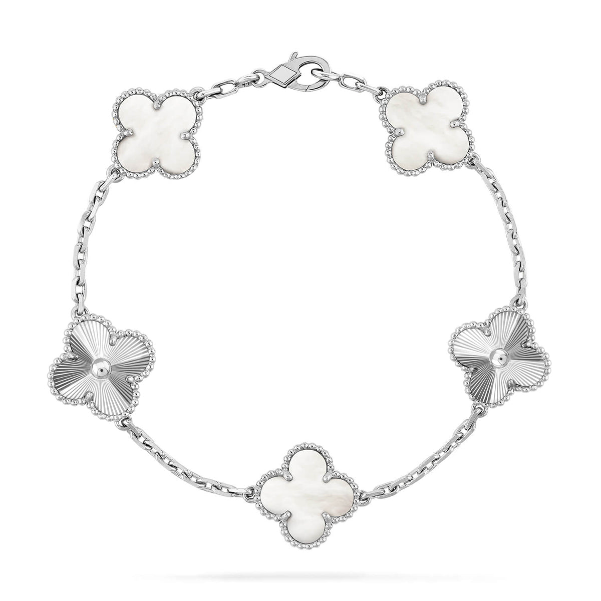 [Panda Jewelry]CLOVER WHITE PEARL MOP 5 MOTIF BRACELET COLLECTION
