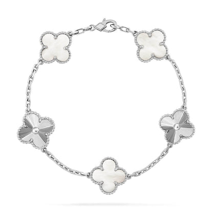 [Panda Jewelry]CLOVER WHITE PEARL MOP 5 MOTIF BRACELET COLLECTION