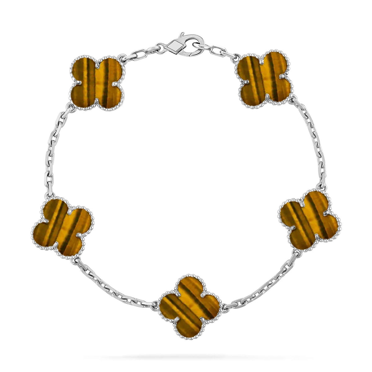 [Panda Jewelry] CLOVER 5 MOTIFS TIGER EYE BRACELET COLLECTION