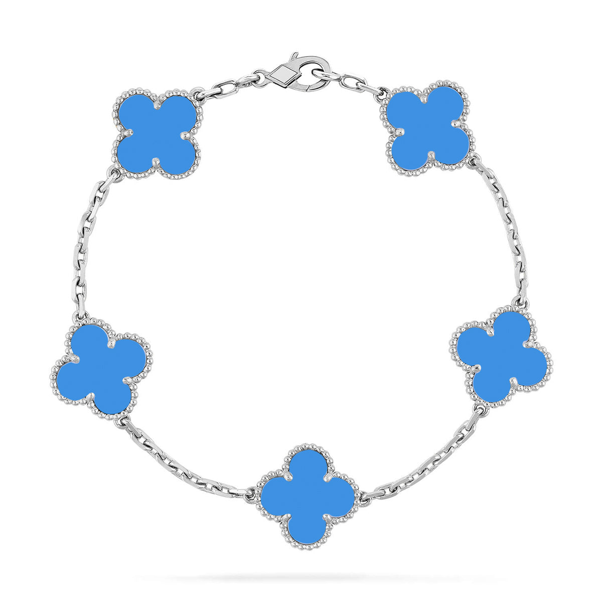 [Panda Jewelry] CLOVER 5 MOTIF BLUE AGATE BRACELET COLLECTION