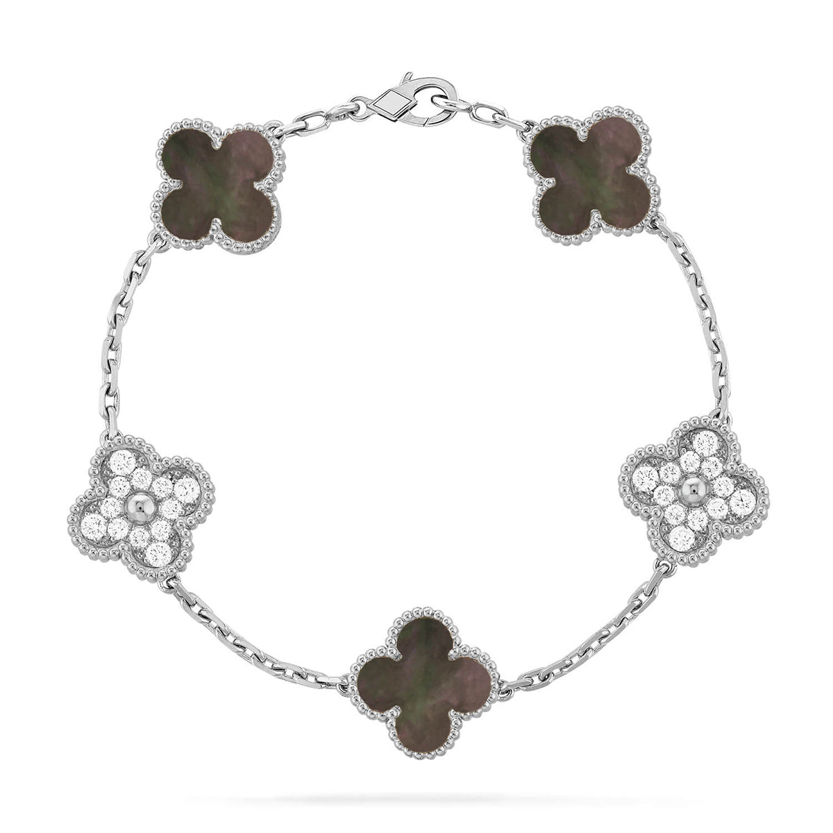 [Panda Jewelry] CLOVER 5 MOTIF GRAY MOP BRACELET COLLECTION