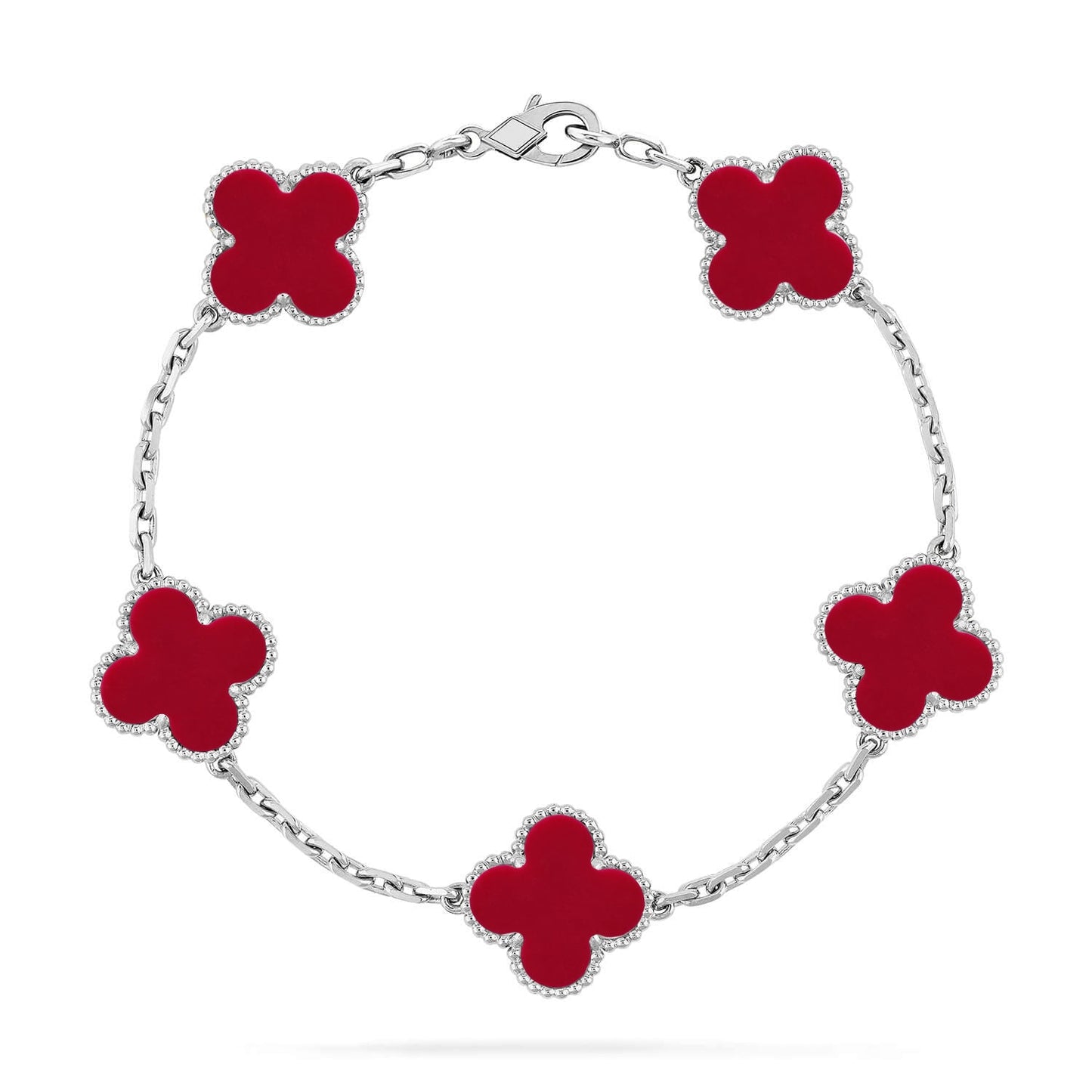 [Panda Jewelry] CLOVER 5 MOTIF RED CORNELIAN BRACELET COLLECTION