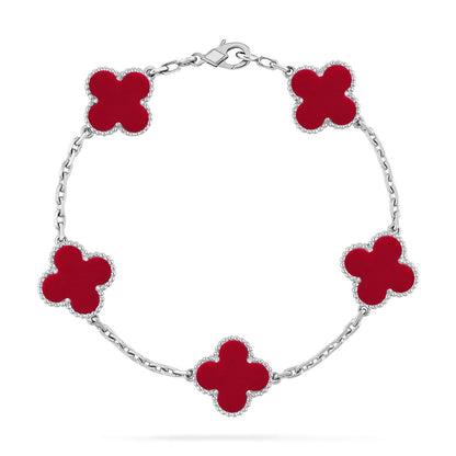 [Panda Jewelry] CLOVER 5 MOTIF RED CORNELIAN BRACELET COLLECTION