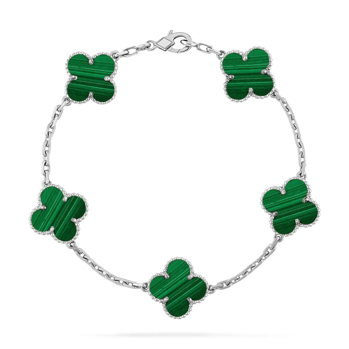 [Panda Jewelry] CLOVER 5 MOTIF MALACHITE BRACELET COLLECTION