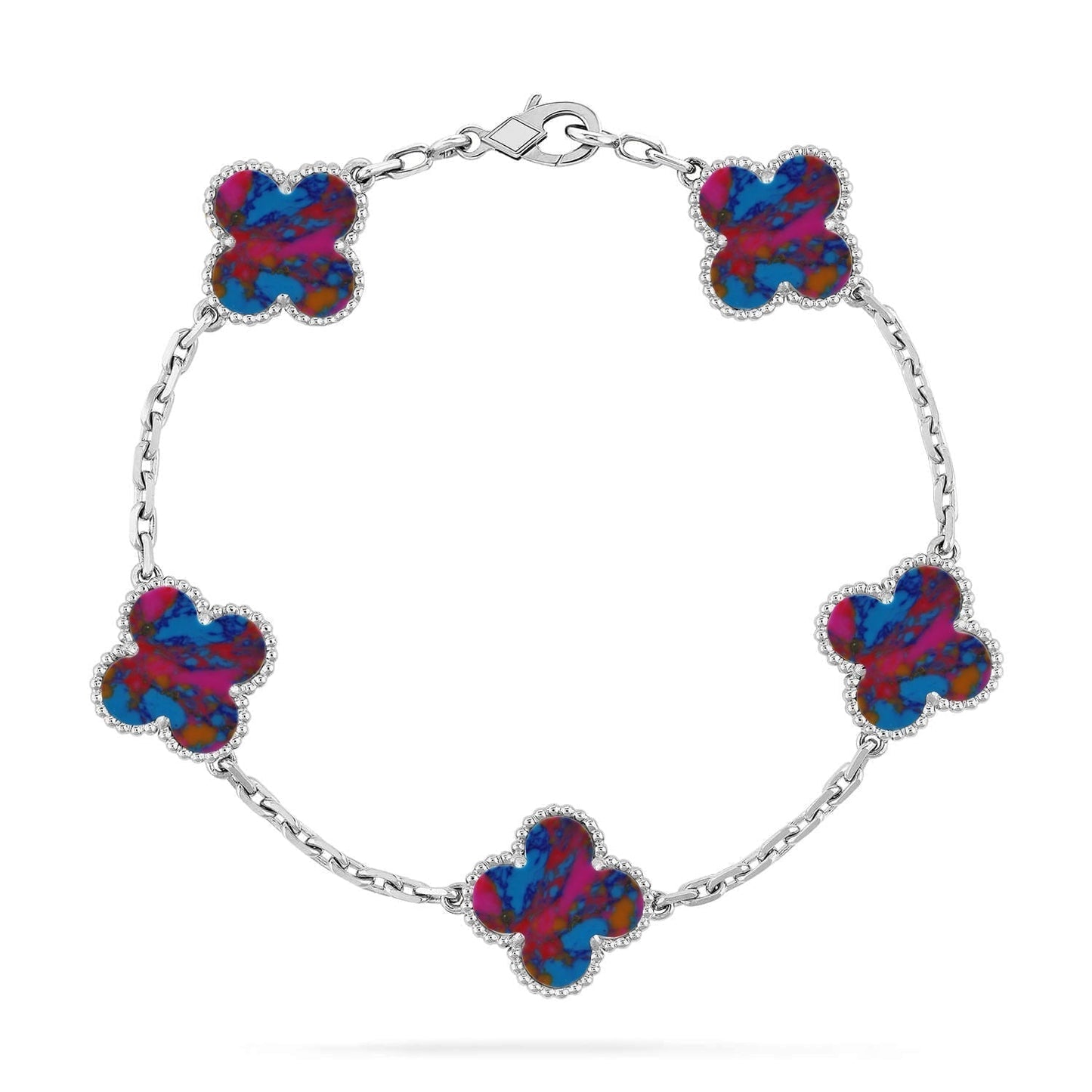 [Panda Jewelry]CLOVER 5 MOTIF COLOR GEMSTONES BRACELET COLLECTION