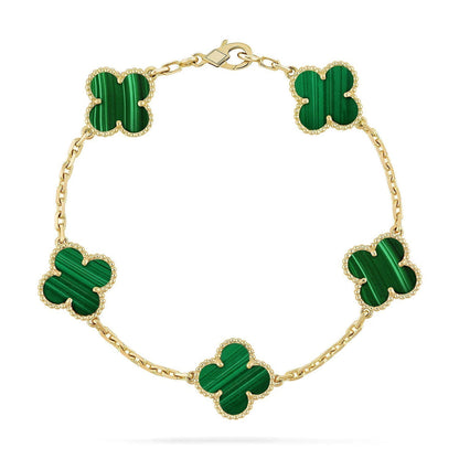 [Panda Jewelry] CLOVER 5 MOTIF MALACHITE BRACELET COLLECTION