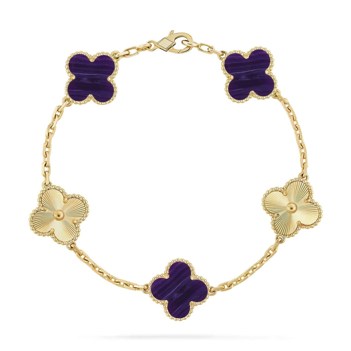 [Panda Jewelry]CLOVER 5 MOTIF PURPLE STRIPES BRACELET COLLECTION