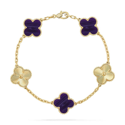 [Panda Jewelry]CLOVER 5 MOTIF PURPLE STRIPES BRACELET COLLECTION