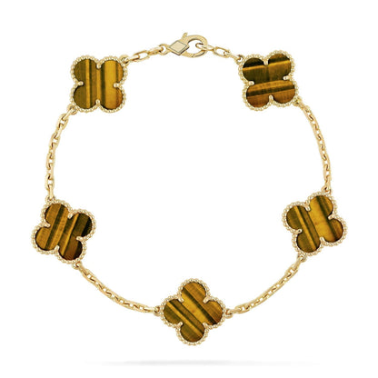 [Panda Jewelry] CLOVER 5 MOTIFS TIGER EYE BRACELET COLLECTION
