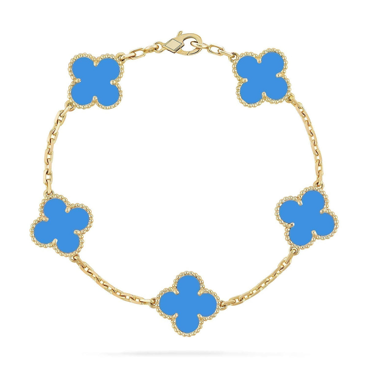[Panda Jewelry] CLOVER 5 MOTIF BLUE AGATE BRACELET COLLECTION