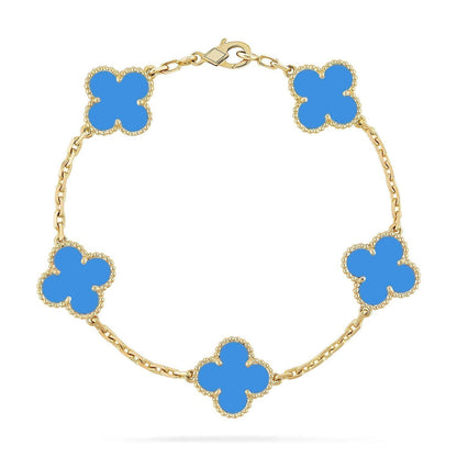 [Panda Jewelry] CLOVER 5 MOTIF BLUE AGATE BRACELET COLLECTION