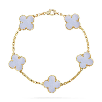 [Panda Jewelry] CLOVER 5 MOTIF PURPLE CHALCEDONY BRACELET COLLECTION