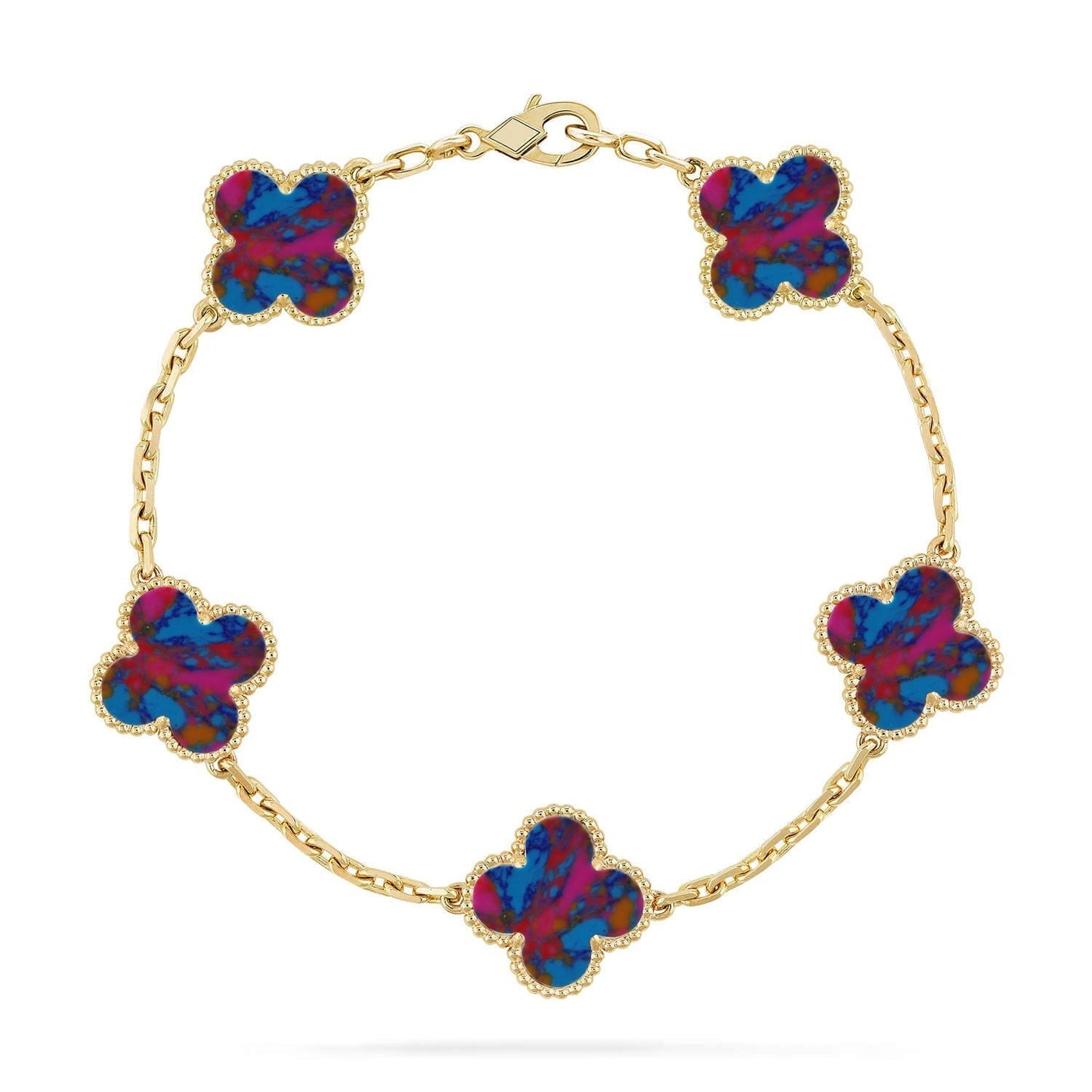 [Panda Jewelry]CLOVER 5 MOTIF COLOR GEMSTONES BRACELET COLLECTION