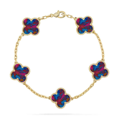 [Panda Jewelry]CLOVER 5 MOTIF COLOR GEMSTONES BRACELET COLLECTION