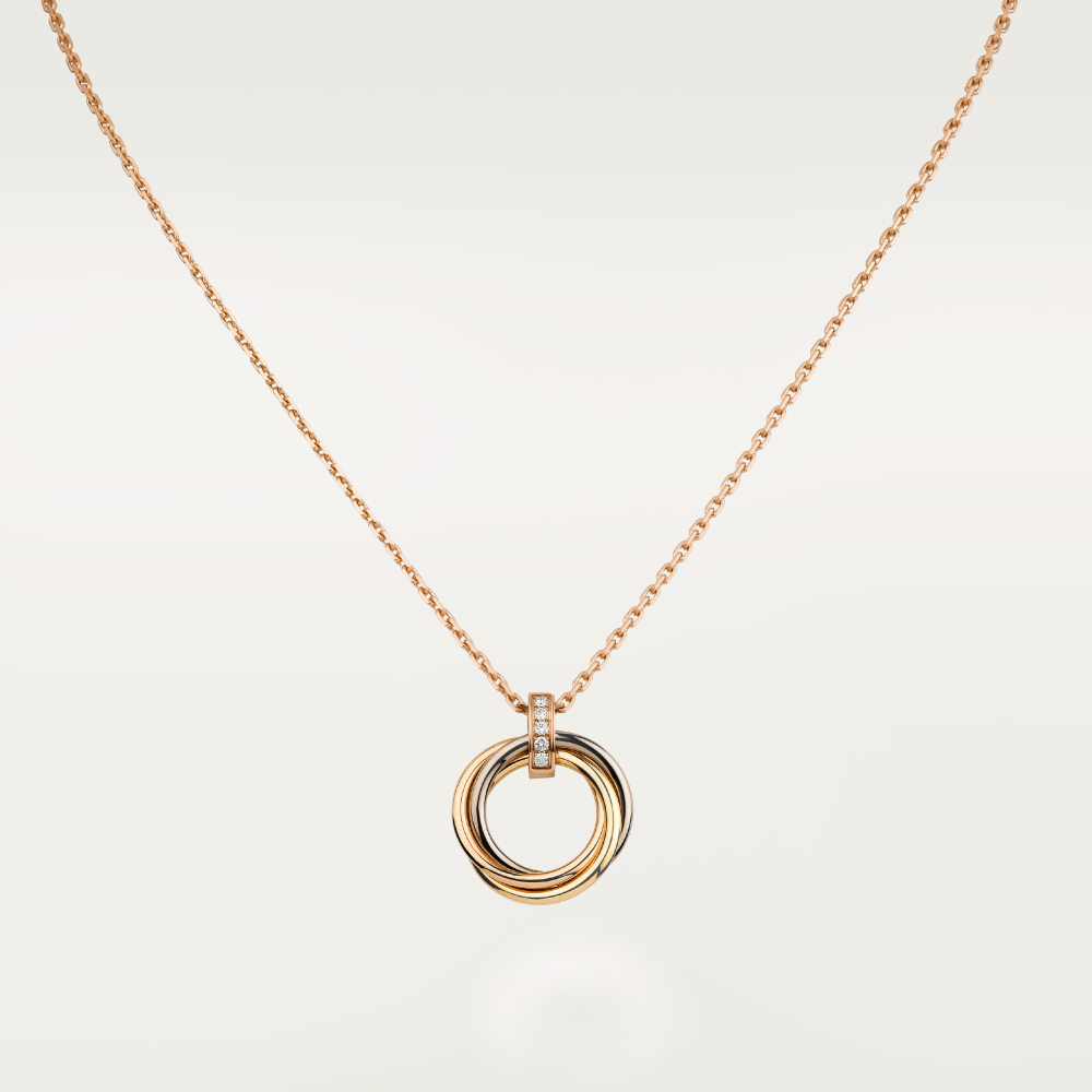 [Panda Jewelry]TRINITY NECKLACE GOLD  DIAMONDS