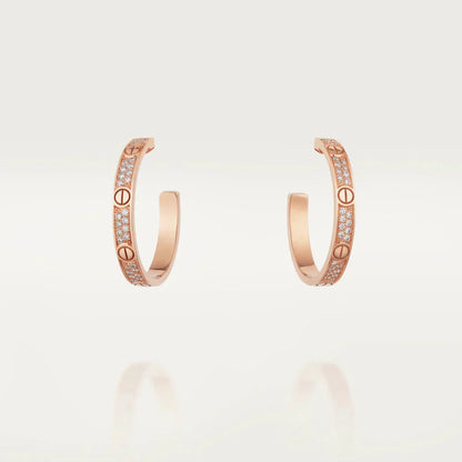[Panda Jewelry]LOVE DIAMOND PINK GOLD HOOP EARRINGS