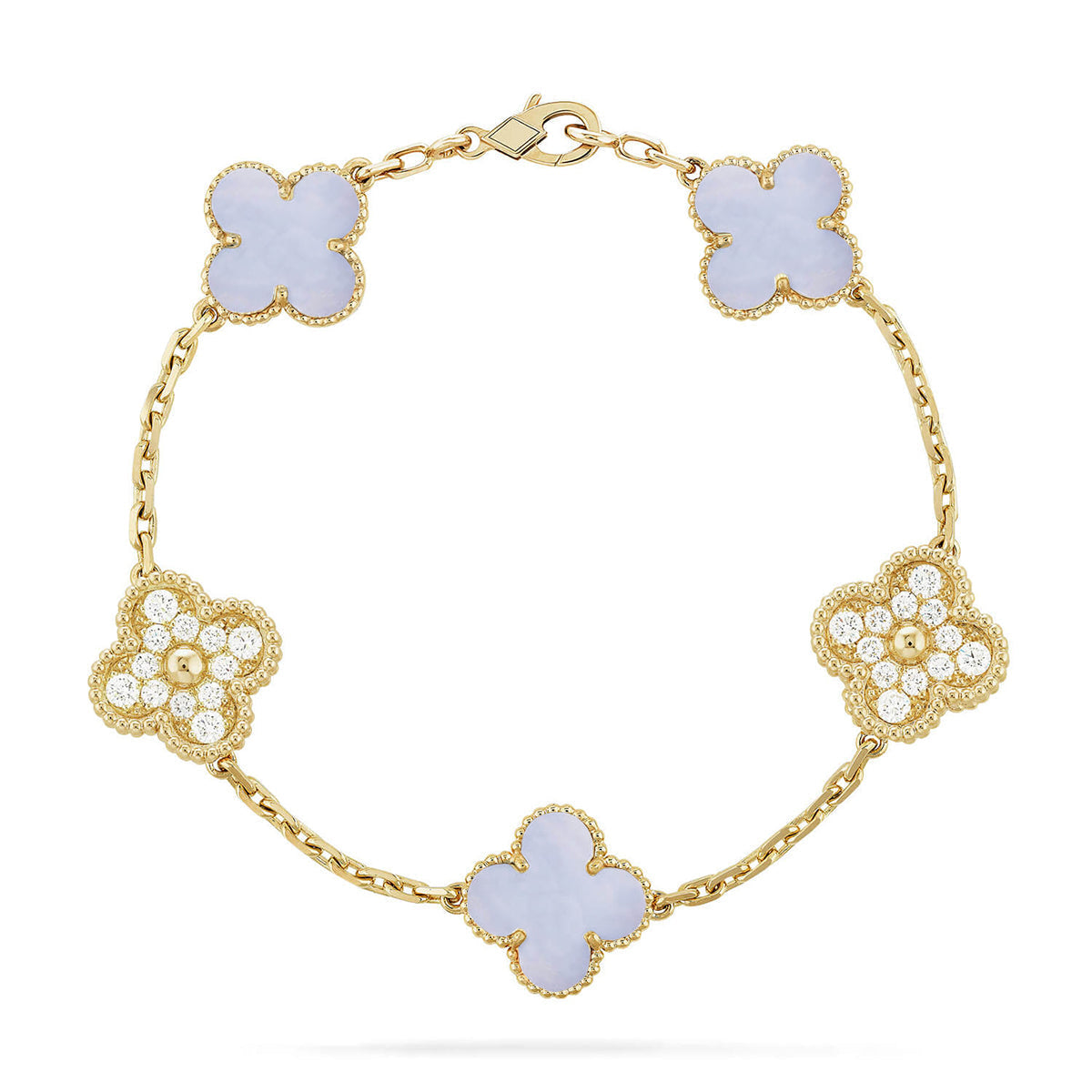 [Panda Jewelry] CLOVER 5 MOTIF PURPLE CHALCEDONY BRACELET COLLECTION