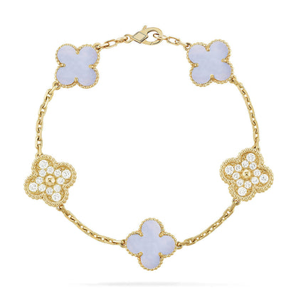 [Panda Jewelry] CLOVER 5 MOTIF PURPLE CHALCEDONY BRACELET COLLECTION