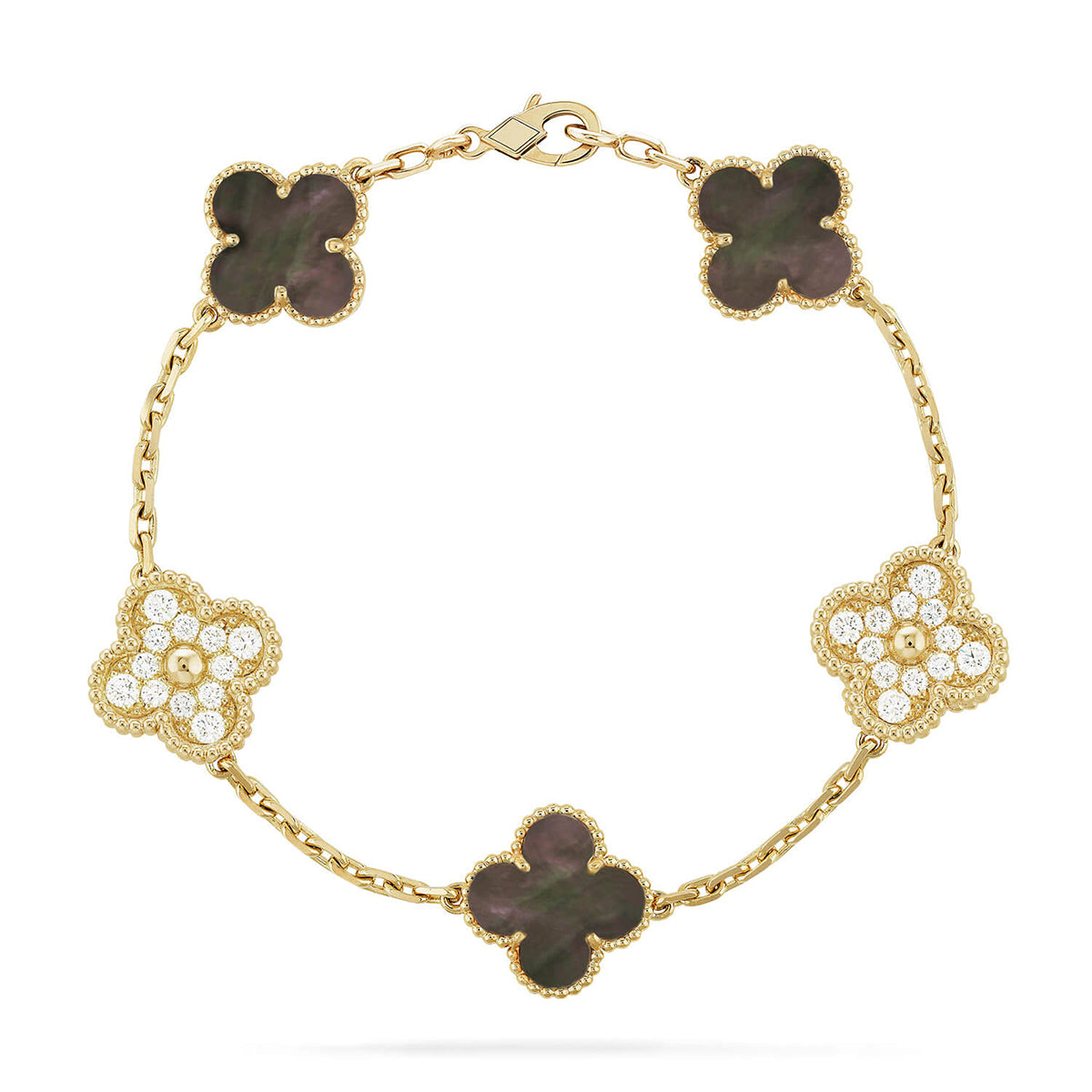 [Panda Jewelry] CLOVER 5 MOTIF GRAY MOP BRACELET COLLECTION