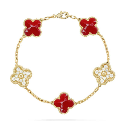 [Panda Jewelry]CLOVER 5 MOTIF RED PATTERN BRACELET COLLECTION