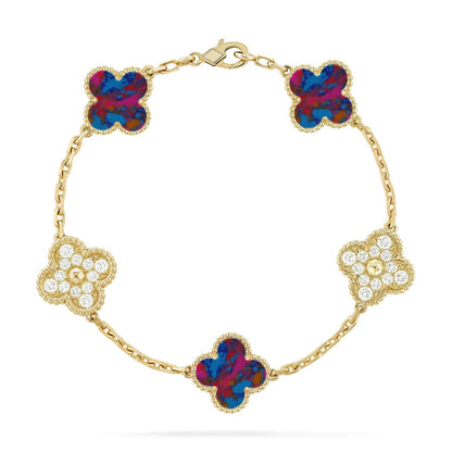 [Panda Jewelry]CLOVER 5 MOTIF COLOR GEMSTONES BRACELET COLLECTION