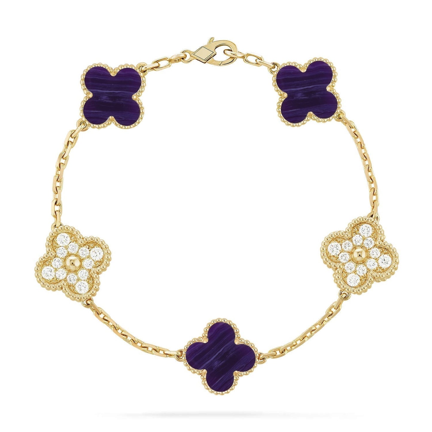 [Panda Jewelry]CLOVER 5 MOTIF PURPLE STRIPES BRACELET COLLECTION