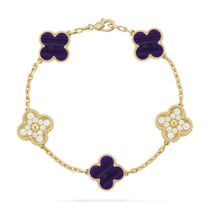 [Panda Jewelry]CLOVER 5 MOTIF PURPLE STRIPES BRACELET COLLECTION