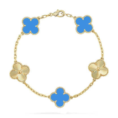 [Panda Jewelry] CLOVER 5 MOTIF BLUE AGATE BRACELET COLLECTION
