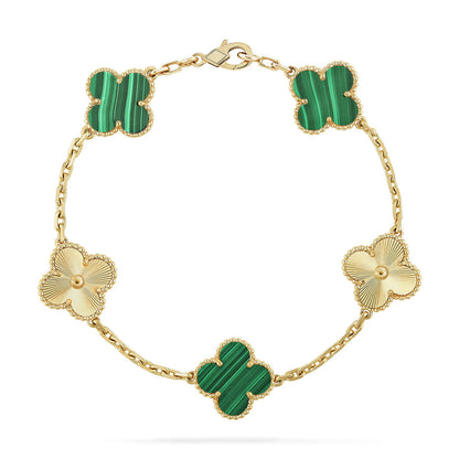 [Panda Jewelry] CLOVER 5 MOTIF MALACHITE BRACELET COLLECTION