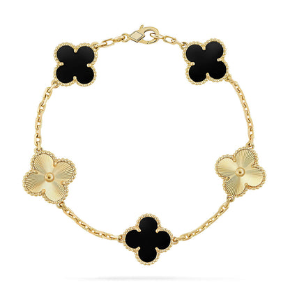 [Panda Jewelry] CLOVER 5 MOTIF ONYXS BRACELET COLLECTION