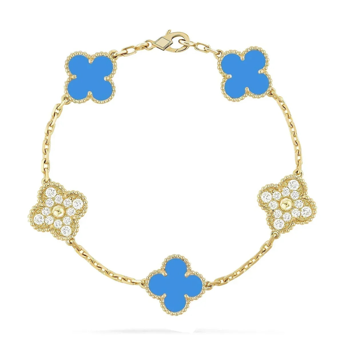 [Panda Jewelry] CLOVER 5 MOTIF BLUE AGATE BRACELET COLLECTION