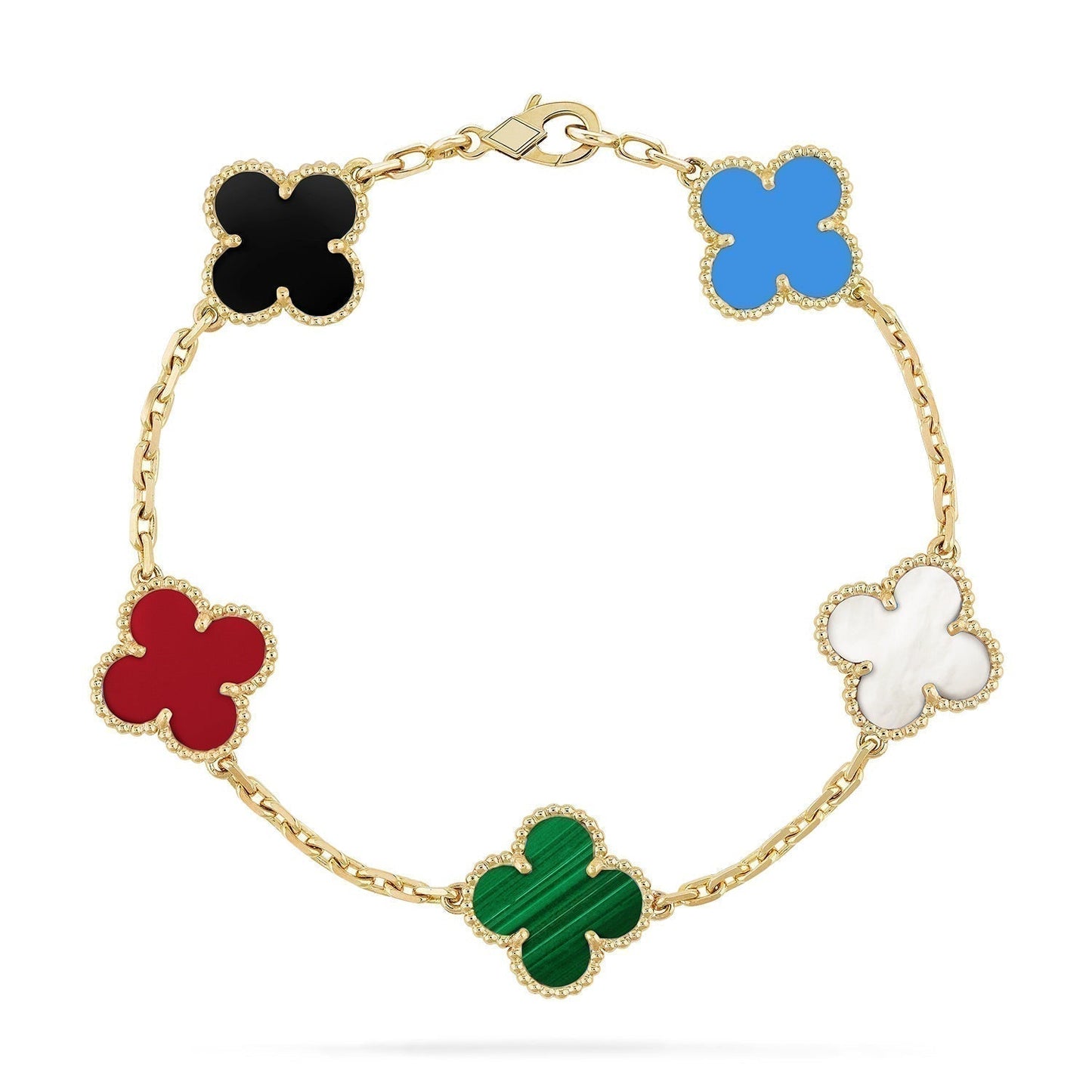 [Panda Jewelry]CLOVER 5 MOTIFS MULTICOLOR BRACELET