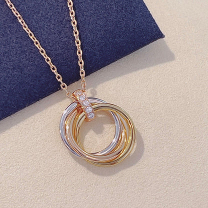 [Panda Jewelry]TRINITY NECKLACE GOLD  DIAMONDS