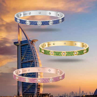 [✨Panda Jewelry💎]2026 PAVE GEMSTONE LOVE BRACELET 6.1MM 10 DIAMONDS