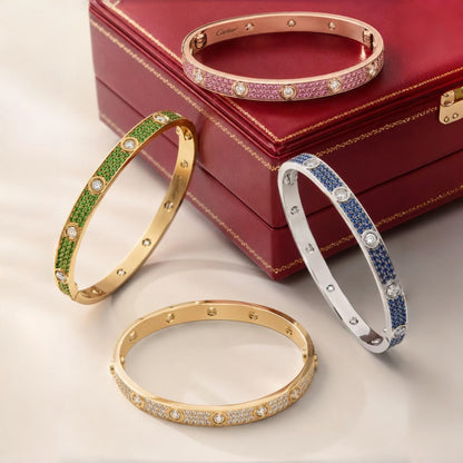 [✨Panda Jewelry💎]2026 PAVE GEMSTONE LOVE BRACELET 6.1MM 10 DIAMONDS