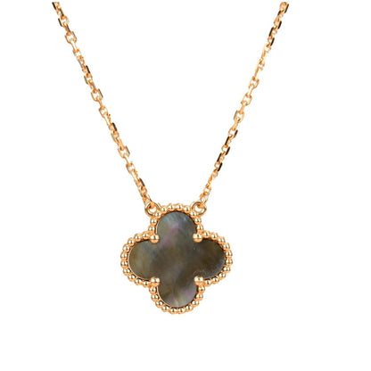 [Panda Jewelry]CLOVER 15MM  GRAY MOTHER OF PEARL NECKLACE
