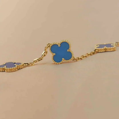 [Panda Jewelry] CLOVER 5 MOTIF BLUE AGATE BRACELET COLLECTION