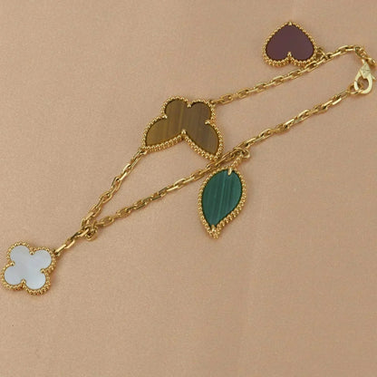 [Panda Jewelry]LUCKY SPRING 5 MOTIF GOLD BRACELET