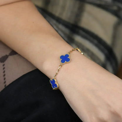 [Panda Jewelry] CLOVER 5 MOTIF BLUE AGATE BRACELET COLLECTION