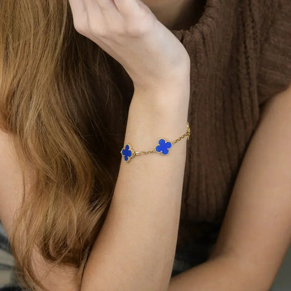 [Panda Jewelry] CLOVER 5 MOTIF BLUE AGATE BRACELET COLLECTION