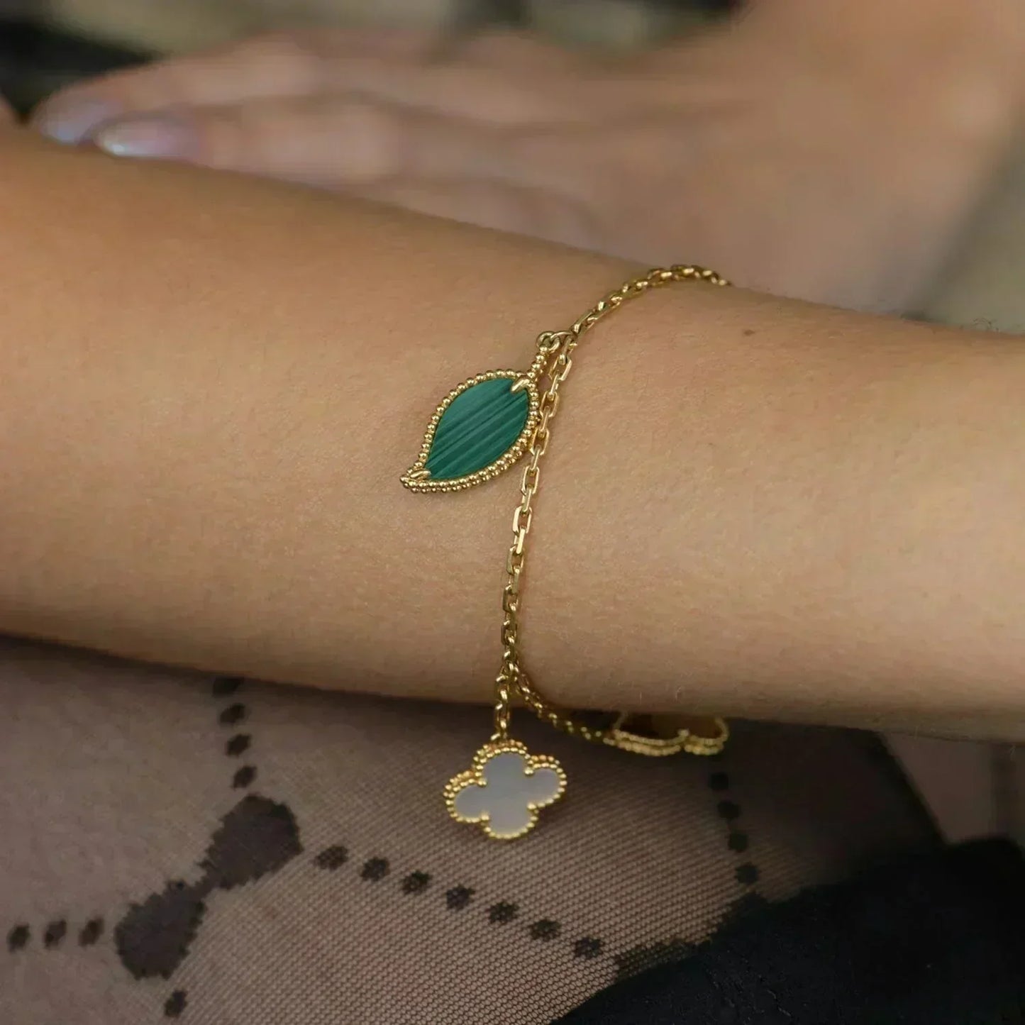 [Panda Jewelry]LUCKY SPRING 5 MOTIF GOLD BRACELET