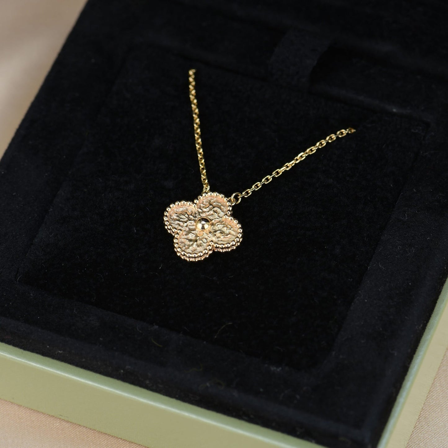 [Panda Jewelry]CLOVER 15MM  BRONZING NECKLACE