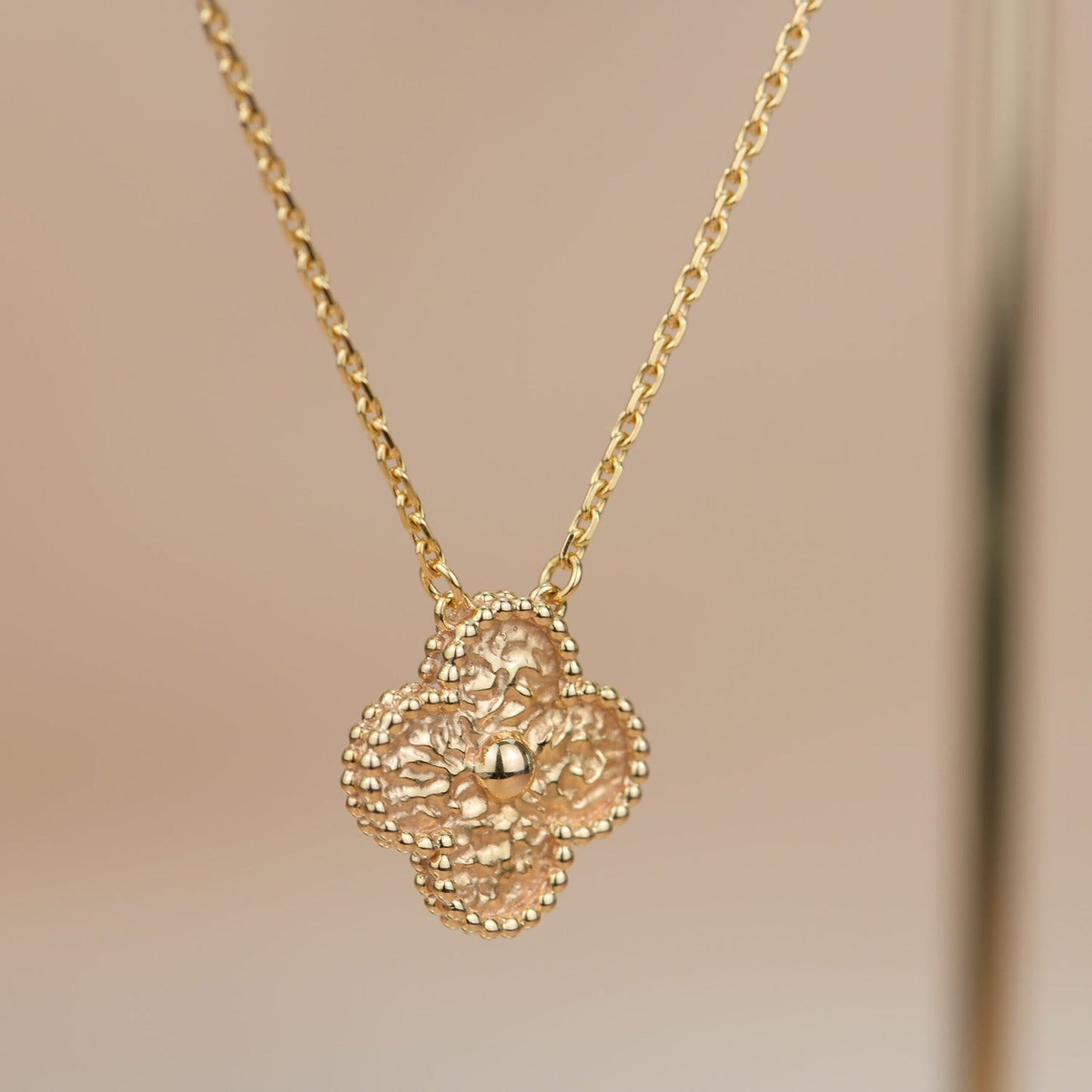 [Panda Jewelry]CLOVER 15MM  BRONZING NECKLACE