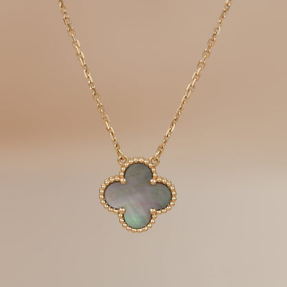 [Panda Jewelry]CLOVER 15MM  GRAY MOTHER OF PEARL NECKLACE