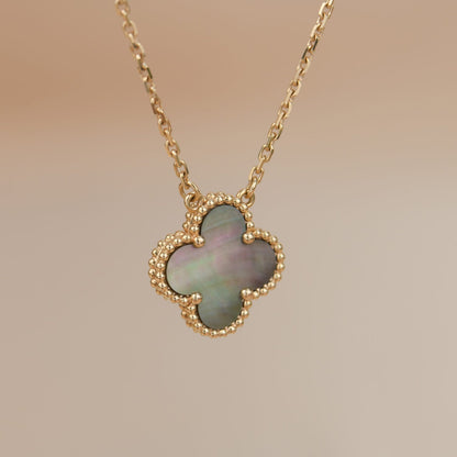 [Panda Jewelry]CLOVER 15MM  GRAY MOTHER OF PEARL NECKLACE