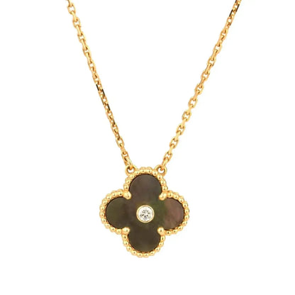 [Panda Jewelry]CLOVER 15MM DIAMOND AND MOTHER-OF-GREY NECKLACE