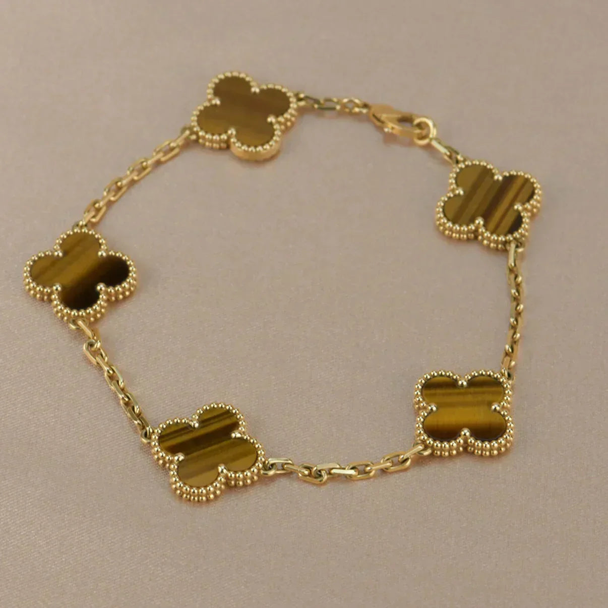 [Panda Jewelry] CLOVER 5 MOTIFS TIGER EYE BRACELET COLLECTION