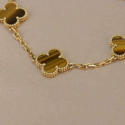 [Panda Jewelry] CLOVER 5 MOTIFS TIGER EYE BRACELET COLLECTION