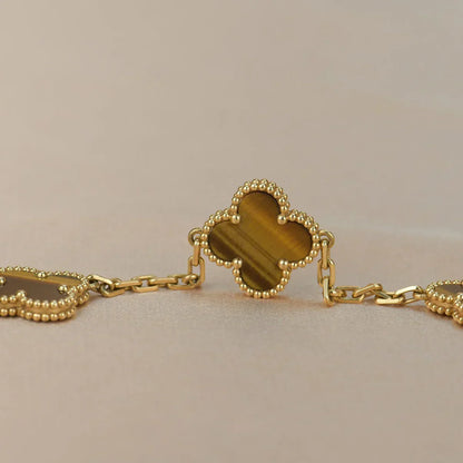 [Panda Jewelry] CLOVER 5 MOTIFS TIGER EYE BRACELET COLLECTION
